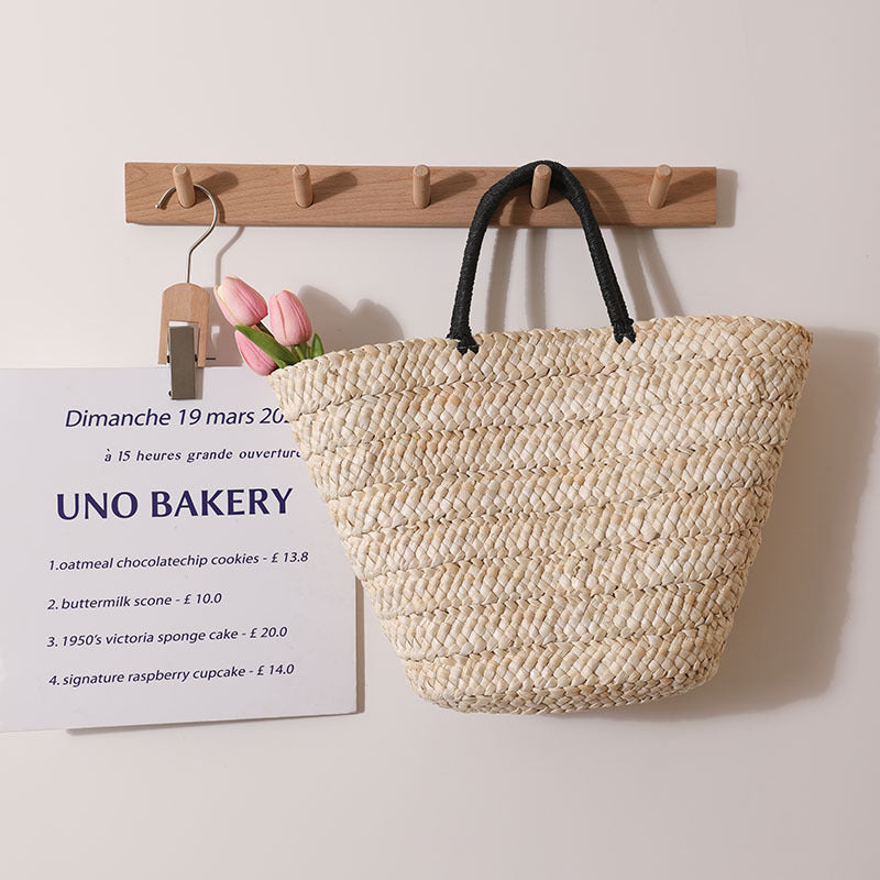 Large Capacity Straw Bag All Match Simple Portable Natural Grass Hand Woven Bag Women Vacation Beach Bag Bella Mia