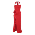 Autumn Socialite Elegant Sexy Slim Three Dimensional Floral Split Dress Women Bella Mia