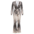 Sexy Deep V Plunge off-Shoulder Top High Waist Bootcut Pants Jumpsuit Bella Mia