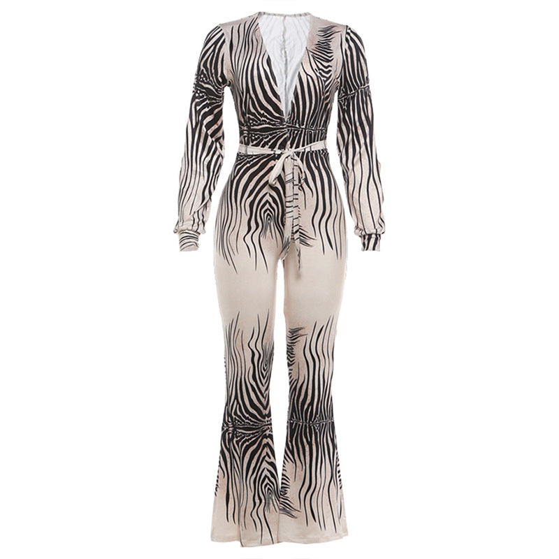 Sexy Deep V Plunge off-Shoulder Top High Waist Bootcut Pants Jumpsuit Bella Mia