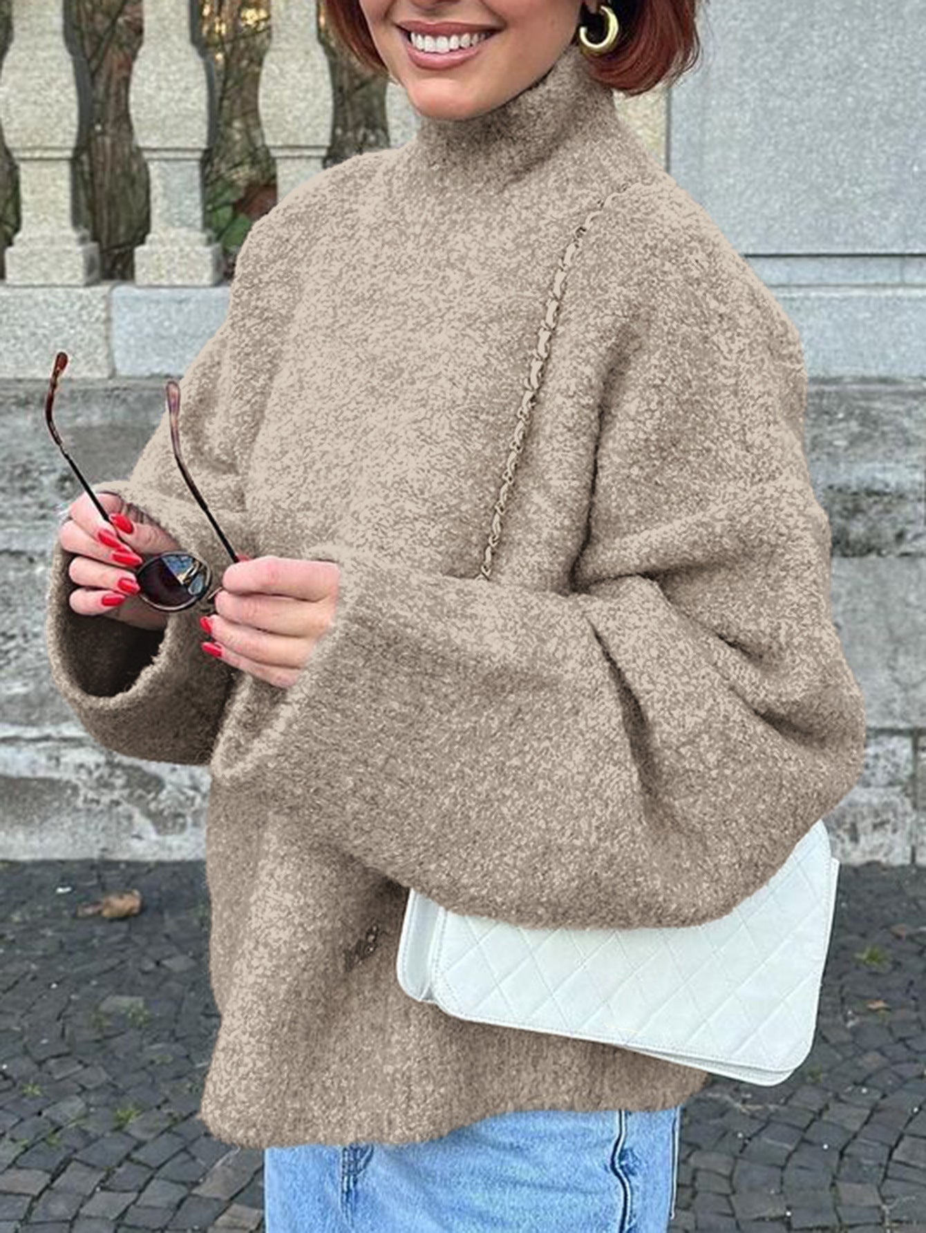 Casual Wool Long Sleeve Coat Sweater Women Clothing Autumn Winter Bella Mia