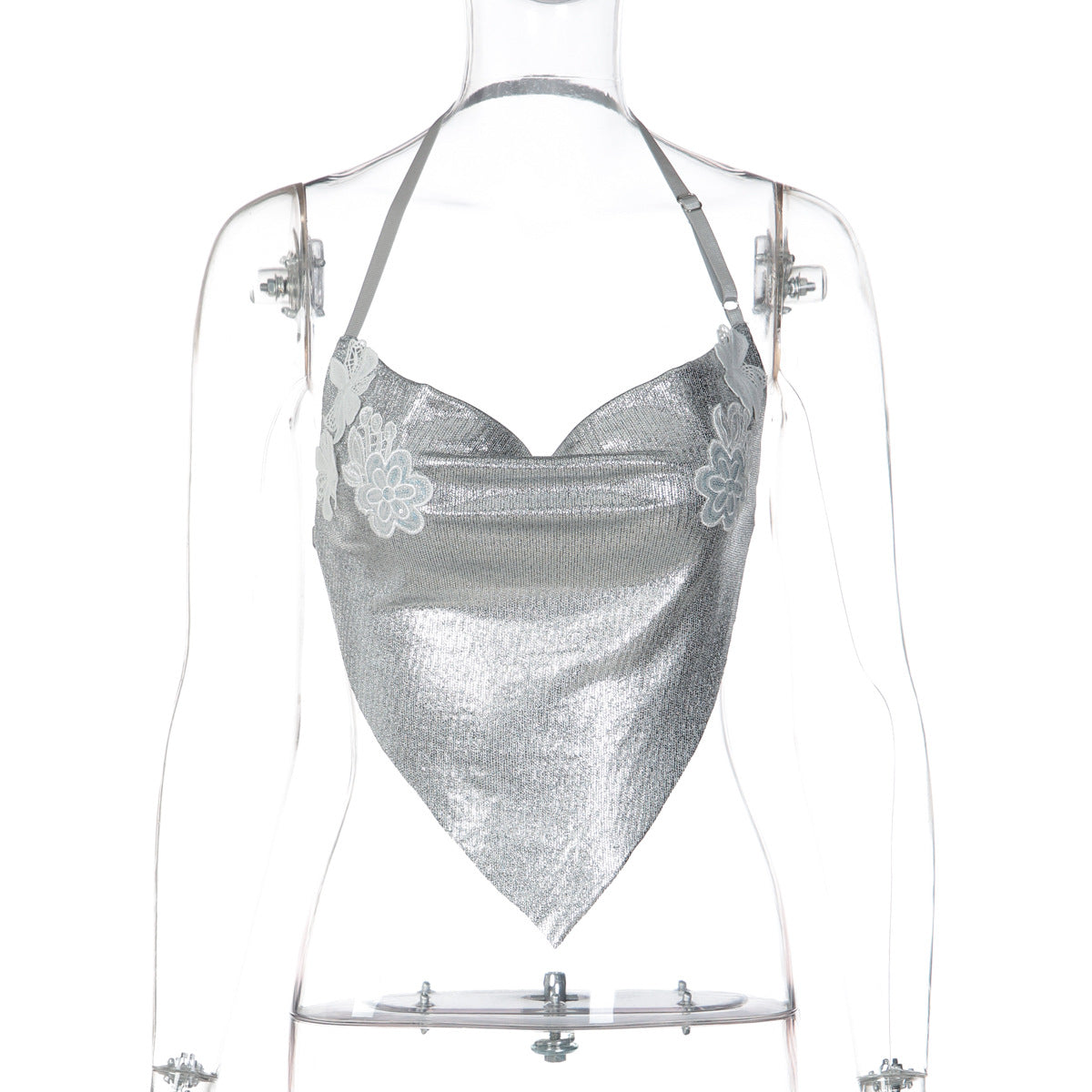 Silver Halter Cropped Top Bella Mia