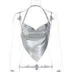 Silver Halter Cropped Top Bella Mia