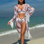 Swimsuit Women Bikini Three Piece Sets Veils Skirt Miami Tassel Swimsuit Bella Mia