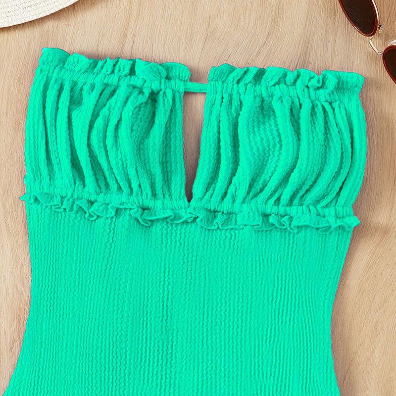 One Piece Swimsuit Women Flounced Tube Top Hollow Out Cutout Bikini Swimsuit Bella Mia