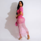 Women Clothing Sexy Knitted Tassel Beach Dress Summer Short Sleeve Dress Bella Mia