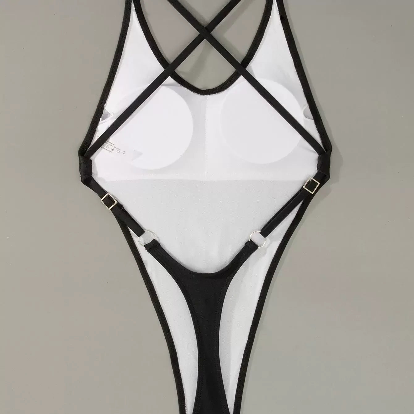 Fashion Women's Sexy Open Back Cross T-Back One-Piece Bikini Swimsuit Sexy Net Red High Harpoon Trousers Bikini