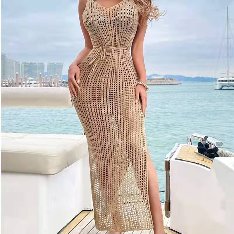Dress Summer Sexy Split Suspender Skirt Thin Backless Knitted Dress Crochet Bella Mia