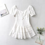 Short Spring Chest Lace up Back Zipper Lace Dress Bella Mia