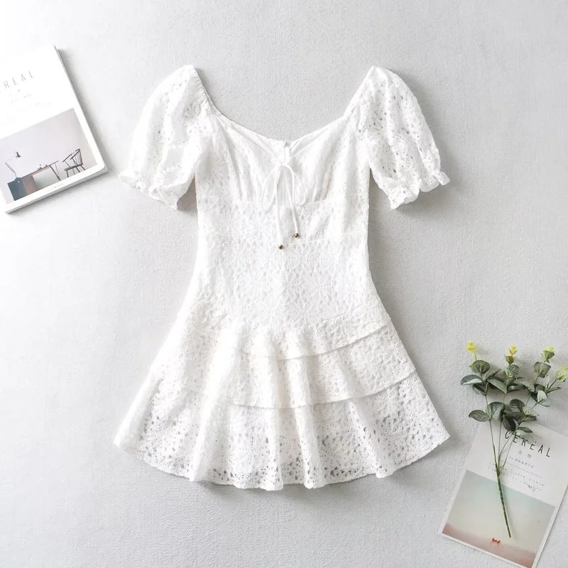 Short Spring Chest Lace up Back Zipper Lace Dress Bella Mia