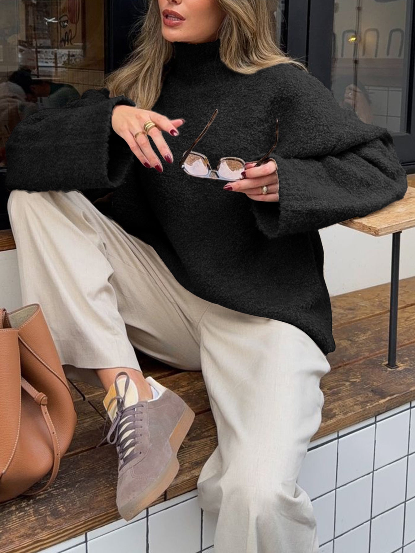 Casual Wool Long Sleeve Coat Sweater Women Clothing Autumn Winter Bella Mia