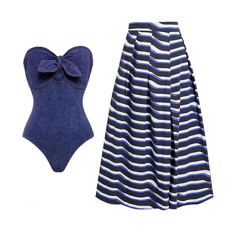 One Piece Swimsuit Women Beach Vacation Skirt Swimsuit Bella Mia