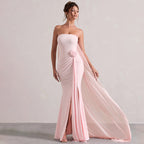 Women Clothing Summer Elegant Solid Color Tube Top Hip Wrapped Trailing Dress Women Bella Mia