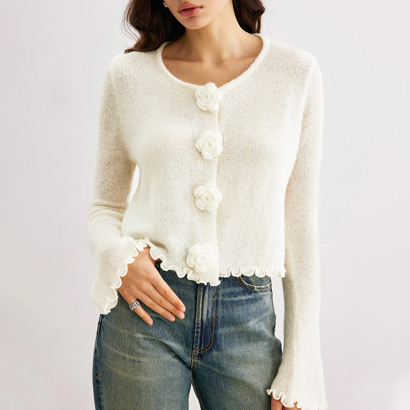 Women Sweater Autumn Winter Three Dimensional Floral Slim Fit Wooden Ear Pullover Women Sweater Top Bella Mia