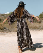 Rayon Positioning Printing Beach Cover-up Sexy Cardigan Loose Vacation Sun Protection Shirt Dress Bella Mia