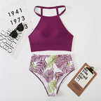 Sexy Women Split High Waist Pockets Bikini Bikini Printing Multicolor Swimsuit Bella Mia