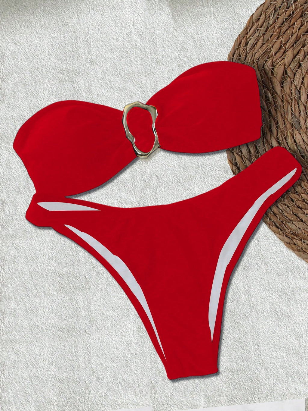 Bikini Solid Color Tube Top Sexy Split Bikini Swimsuit Women Bella Mia