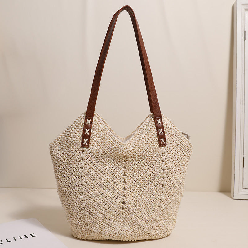 Shoulder Cotton Thread Woven Bag Casual Straw Bag Vacation Beach Bag All Matching Niche Women Bag Bella Mia