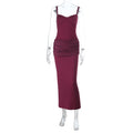 Autumn Winter Solid Color Lace Deep V Plunge Sexy Backless Stitching Strap Dress Bella Mia