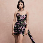 Spring Summer Printing Three Dimensional Embroidered Tube Top Dress Mesh Design Bella Mia