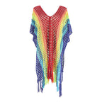 Rainbow Color Hollow Out Cutout Beach Cover up Seaside Holiday Bikini Cover Swimsuit Outwear Sun Protection Clothing Bella Mia