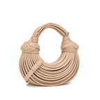 Hand Woven Faux Leather Portable Crescent Women Bag Knotted Noodles Bag Hand Carrying Cloud Underarm Bag Bella Mia
