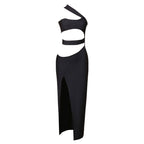 Women Clothing Bandage Dress Sexy Hollow Out Cutout Design Slant Shoulder Dress Bella Mia