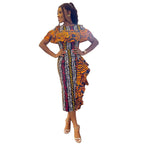 Elegant Printing Tree Fungus like Lacework Contrast Color Slim Fit Back Slit Dress Bella Mia