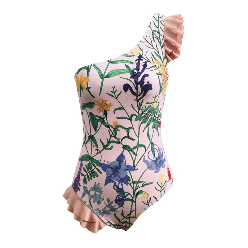 One Piece Swimsuit Women Cover Belly Slimming Swimsuit Polyester Printed Short Skirt Chiffon Dress Bella Mia