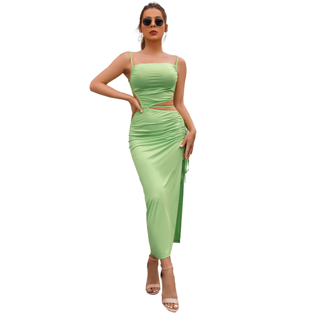Women Clothing Summer Sexy Sleeveless Split Midi Dress Milk Silk Maxi Dress Women Bella Mia