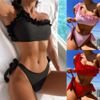 Bikini Bikini Solid Color Swimsuit Sexy Swimming Suit Women Lace Swimsuit One Shoulder Bella Mia