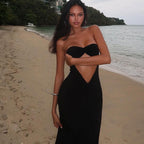 Women Clothing Spring Summer Solid Color Sexy Backless Tube Top Hollow Out Cutout Slim Sheath Dress Bella Mia