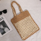 Color Matching Hollow Out Cutout out Crochet Shoulder Straw Bag Special Interest Design Hand Woven Bag Seaside Vacation Beach Bag Bella Mia