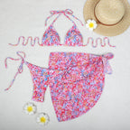 Printed Bikini Three Piece Gauze Skirt Split Sexy Vacation Bikini Swimsuit Bella Mia