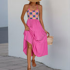 Sweet Spicy Sleeveless Halterneck Dress Women Clothing Backless Vacation Rose Printing Dress Bella Mia