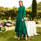 Simple Solid Color Dress Spring High Grade Waist Slimming Irregular Asymmetric Dress Women Bella Mia