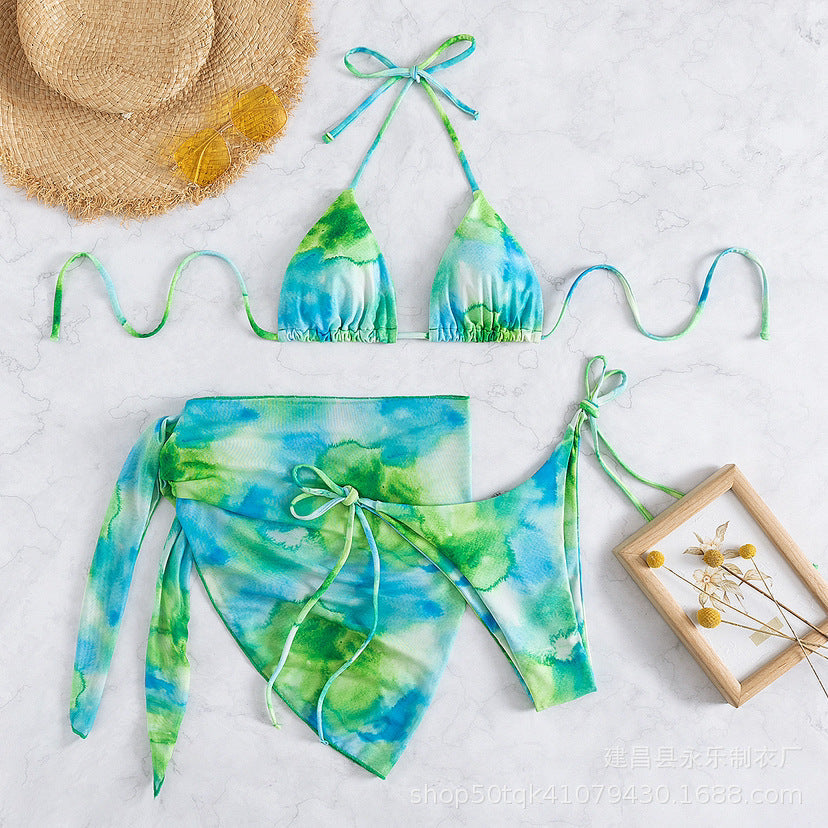 Solid Color Triangle Cup Bandage Sexy Bikini Three Piece Swimsuit Bella Mia