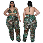 Summer Beach Sexy Special Printed Swimsuit Mesh Three Piece Set Bella Mia