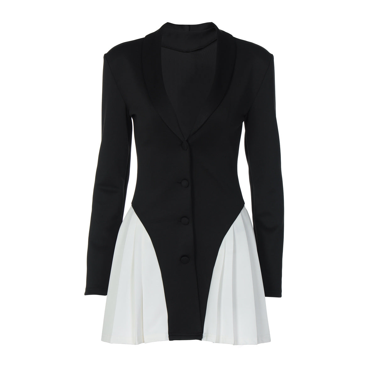 Women Clothing Autumn V neck Button Contrast Color Short Slim Fit Long-Sleeved Dress for Women Bella Mia