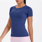Women Short Sleeve round Neck Exercise T shirt Running Fitness Top Skin Friendly Slim Breathable Yoga Short Sleeve Bella Mia