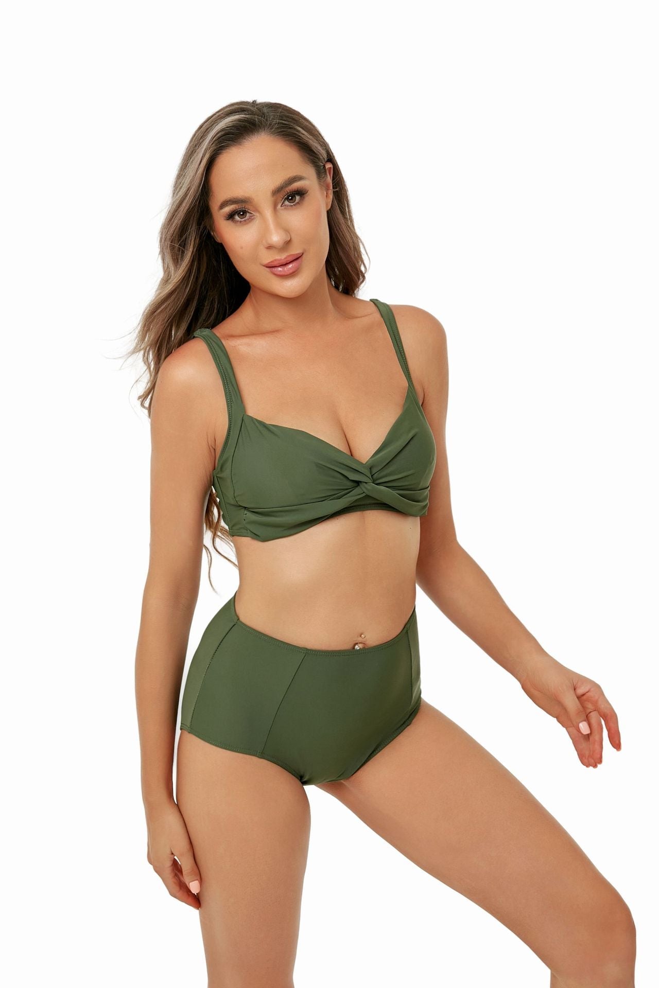 Bikini Lady Sexy High Waist Split Swimsuit Bikini Solid Color Swimsuit Bella Mia