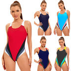 One Piece Swimsuit Women Color Matching Sports Swimsuit Conservative Slim Looking Belly Covering Bella Mia
