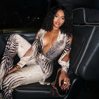Sexy Deep V Plunge off-Shoulder Top High Waist Bootcut Pants Jumpsuit Bella Mia