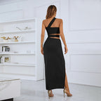 Women Clothing Bandage Dress Sexy Hollow Out Cutout Design Slant Shoulder Dress Bella Mia