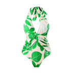 One Piece Swimsuit Women Slimming Retro Swimsuit Green Printing Suit Chiffon Dress Bella Mia