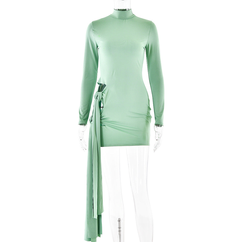 Spring Arrival Dress Sexy Round Neck Long Sleeve Slim Fit Hip Wrapped Short Dress Women Bella Mia