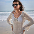 Beach Dress Women Solid Color Knitted Floating Floral Beach Bikini Swimsuit Blouse Sun Protective Clothing Bella Mia