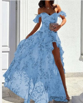 Summer Sexy off Shoulder Sleeveless Split Waist Controlled Dress Bella Mia
