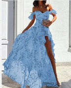 Summer Sexy off Shoulder Sleeveless Split Waist Controlled Dress Bella Mia