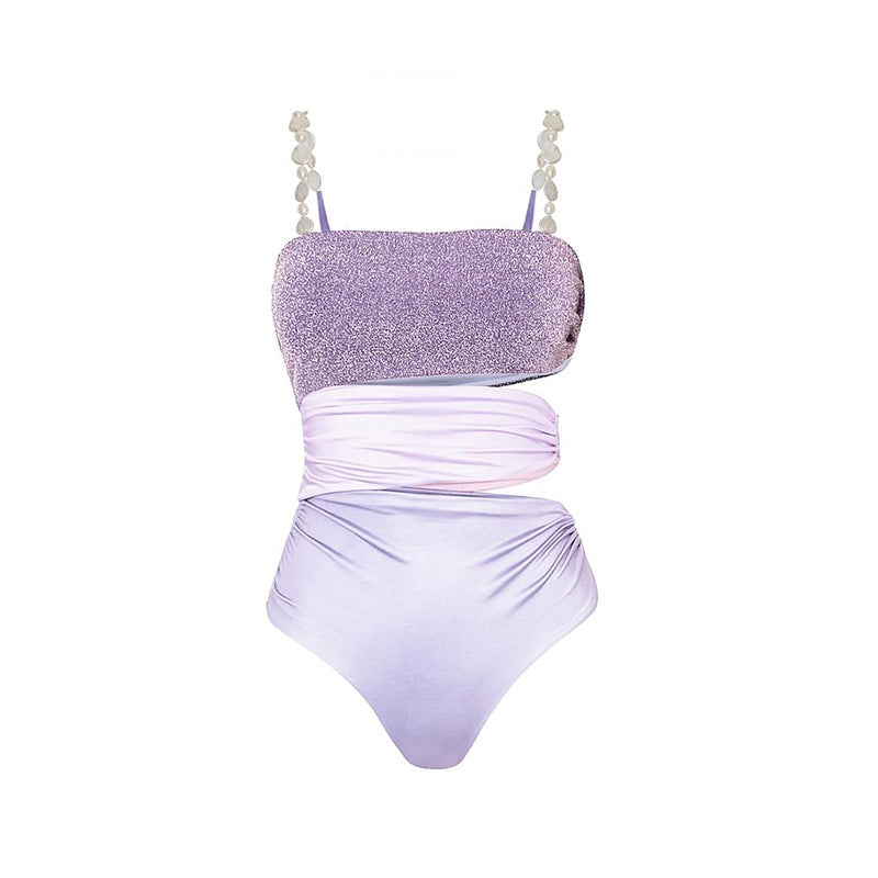 Pearl Shoulder Strap One Piece Swimsuit Women Vacation Beach Swimsuit Bella Mia